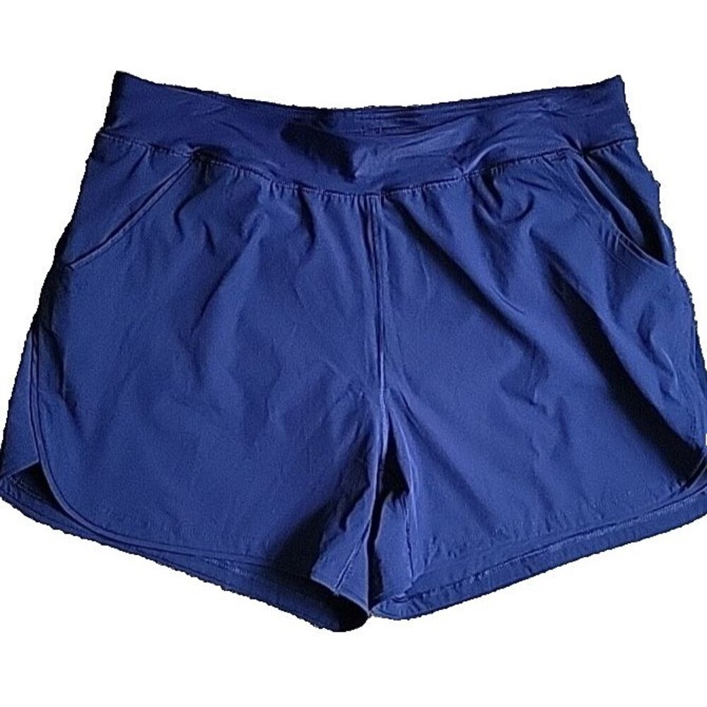 LANDS' END 5" Swim Shorts 1X Navy 16W Women's Solid Pockets Cover-up Modest S907